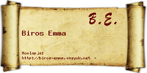 Biros Emma névjegykártya